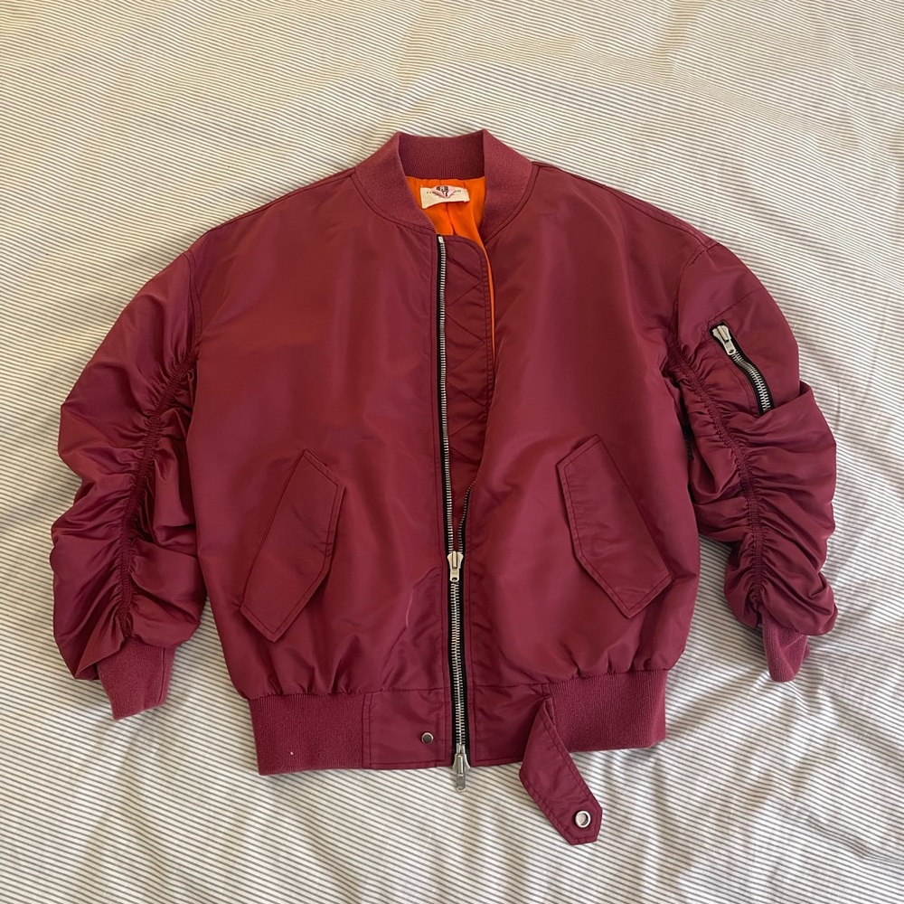 Fear of god maroon bomber jacket unisex